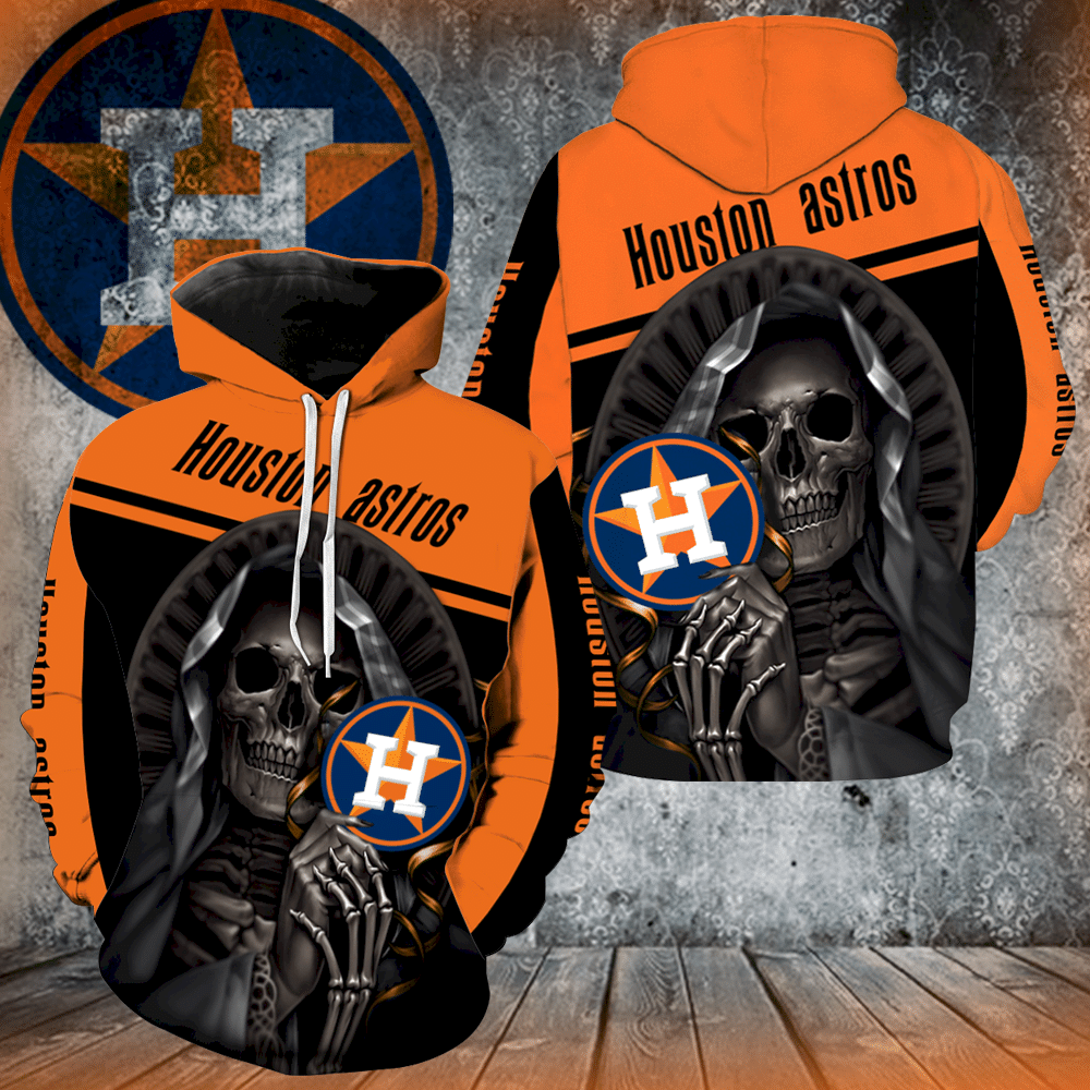 Houston Astros Skull Full Print V1251 Hoodie Zipper For Men Women