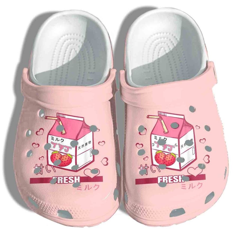 Japanese Fresh Juice Strawberry Gift For Lover Rubber Crocs Crocband Clogs, Comfy Footwear