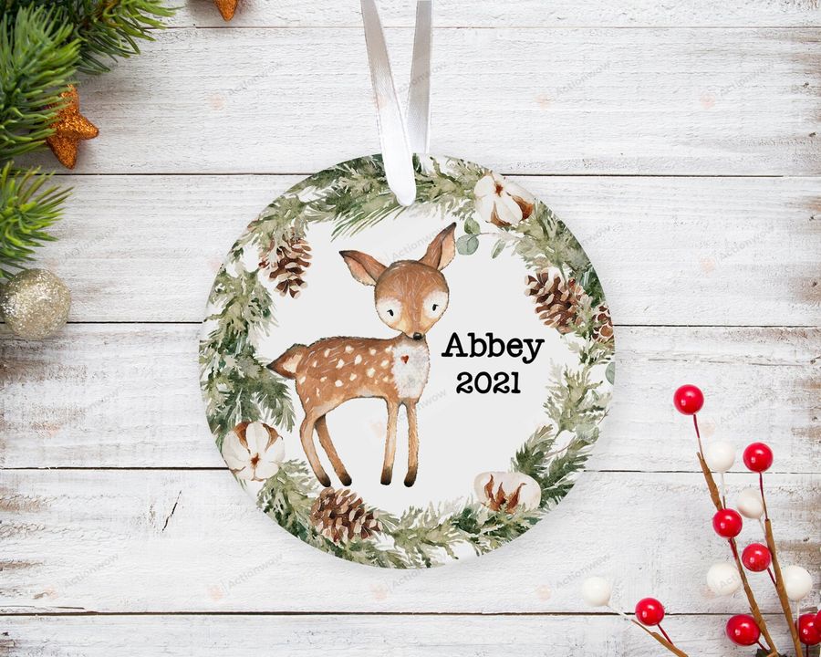 Personalized Deer Ornament, Deer Lover Gift Ornament, Christmas Keepsake Gift For Baby Ornament   856