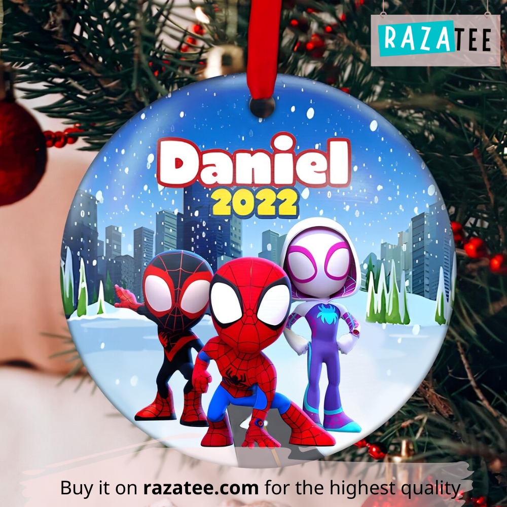 Personalized Spidey And Friends Ornament, Custom Spiderman Christmas Ornament, Marvel Super Hero Ornament