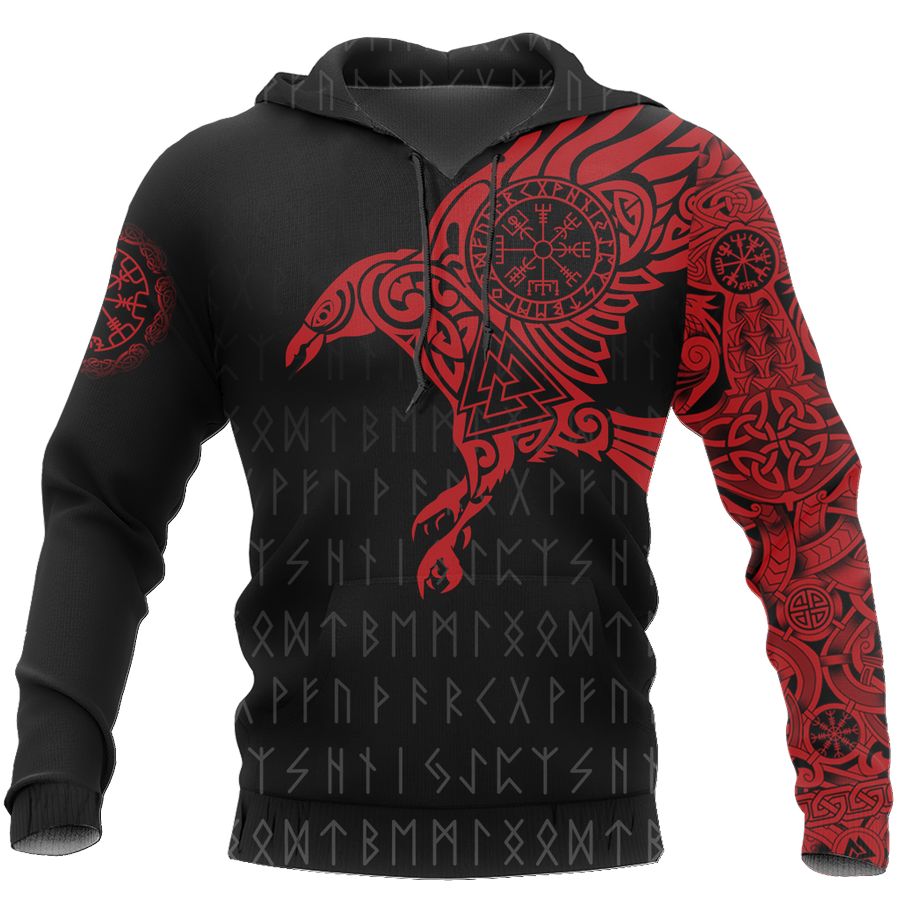 Vikings – The Raven of Odin Tattoo Red Hoodie