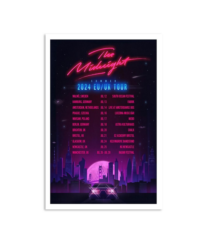 The Midnight 2024 UK/EU Tour Poster