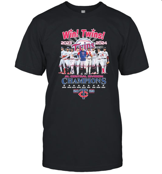 Win Twins 2023-2024 Al Central Division Champions T-Shirt Black