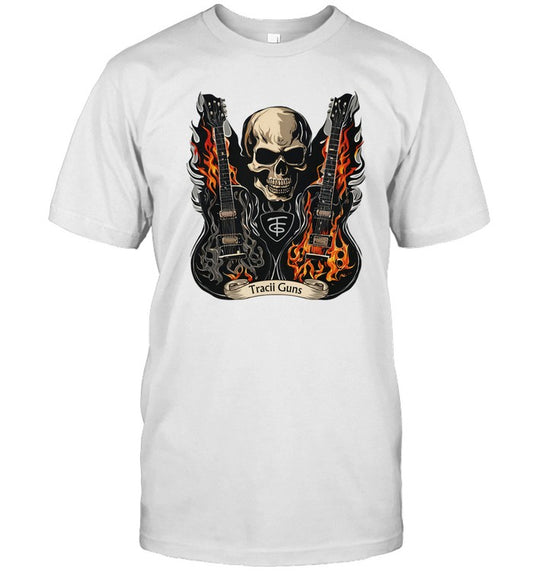 Tracii Guns TFG Logo Guitar Skull T-Shirt Whiter Limited Edition