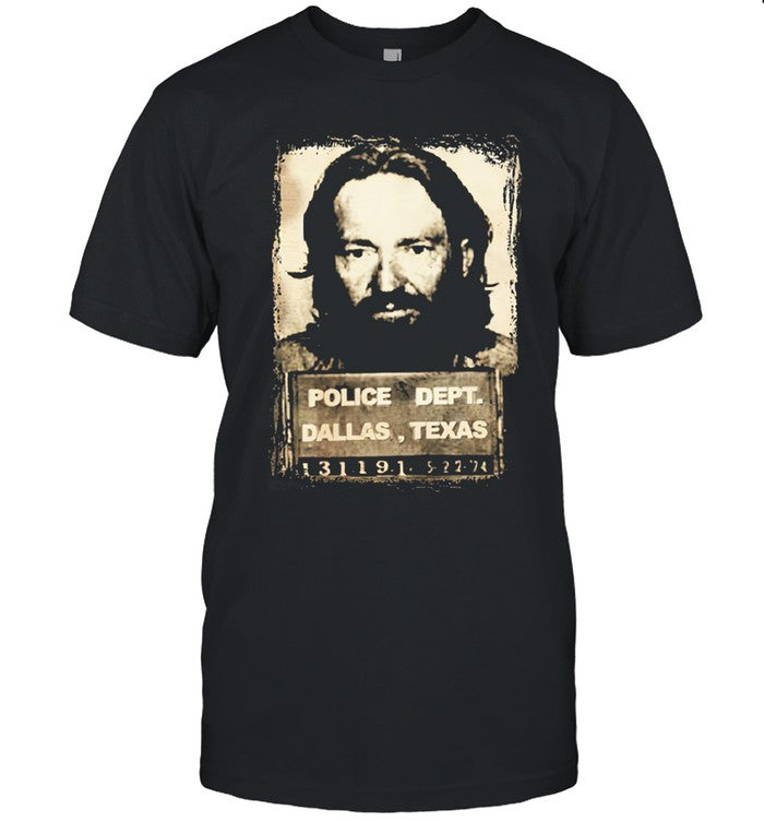 Willie Nelson Mugshot Shirts Black