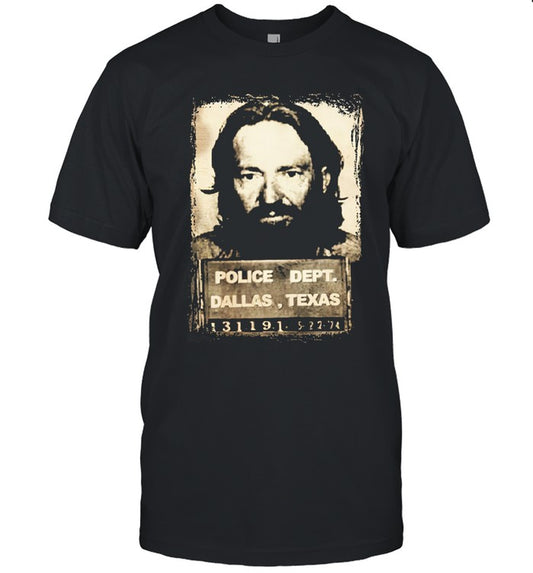 Willie Nelson Mugshot Shirts Black