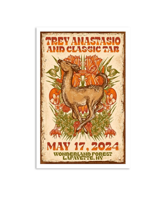 Trey Anastasio May 17 2024 Wonderland Forest Lafayette NY Poster