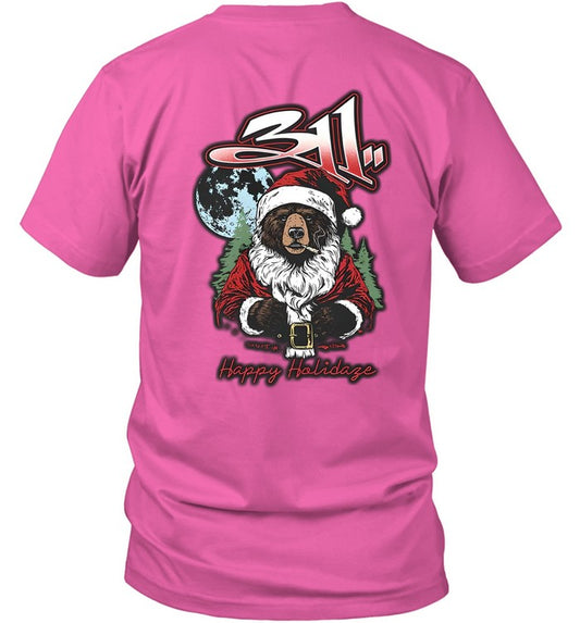 Three Eleven Bear Santa Happy Holidaze Christmas 2024 T-Shirt