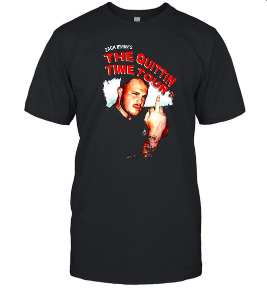 Vintage Middle Finger From Zach Bryan Shirt, The Quittin Time Tour 2024 Shirt