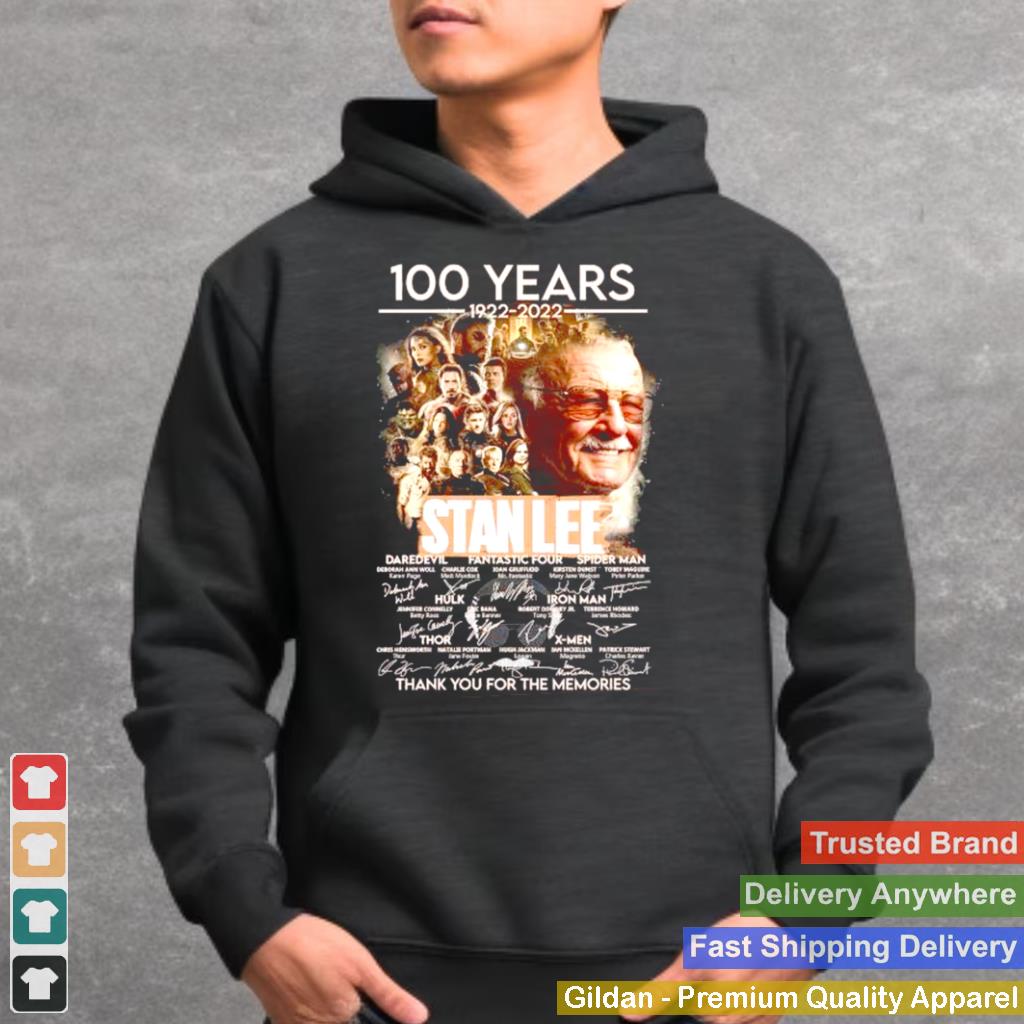 100 years Stan Lee thank you for the memories signatures shirt