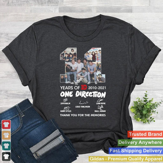 11 years of 1D 2010 2021 One Direction thank you for the memories signatures shirt