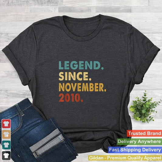 11 Years Old Gifts Epic Legend November 2010 11th Birthday T Shirt