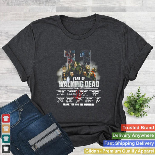 11 years of The Walking Dead 2018 2021 thank you for the memories signatures shirt