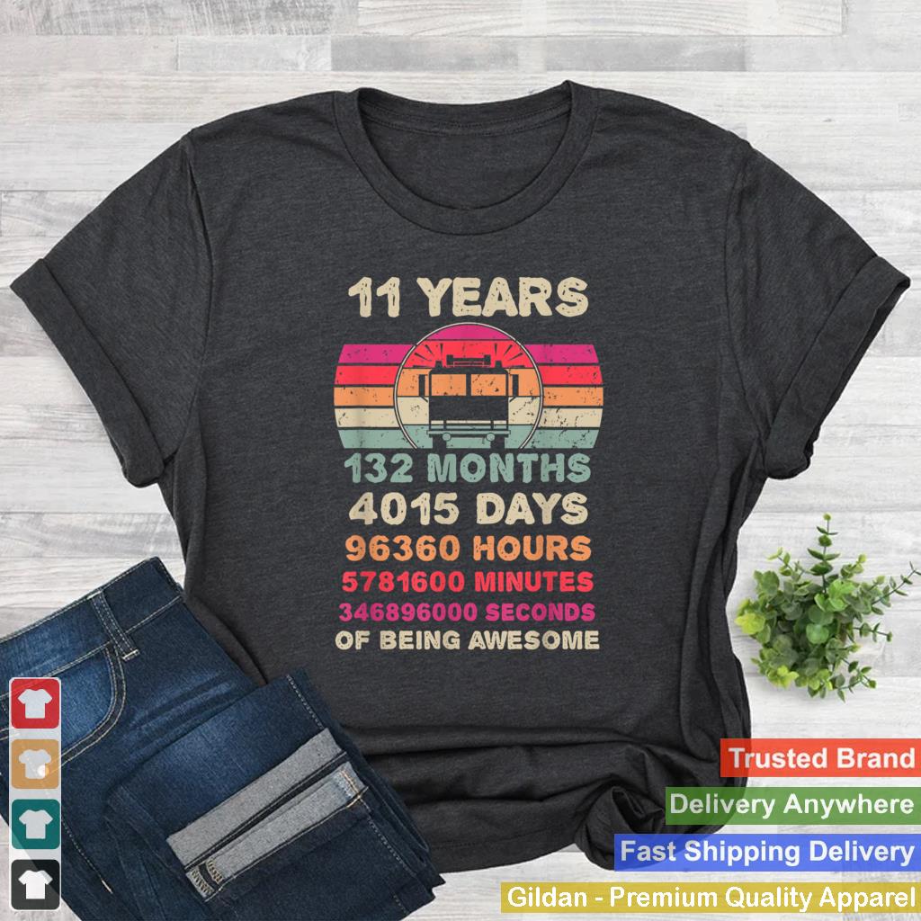 11 Year Old Fire Truck Birthday 11th Birthday Boy Girl T Shirt