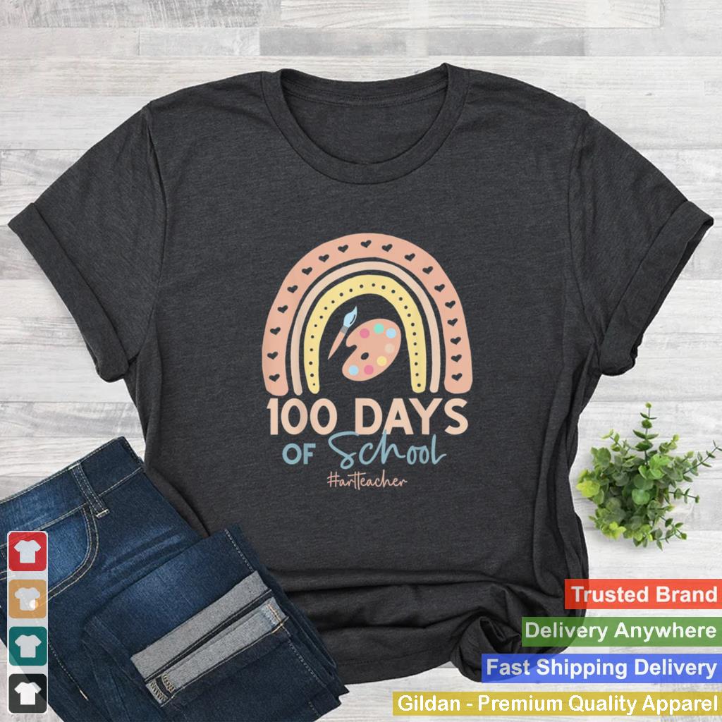 100th Day Of School Art Teacher – 100 Days Art Rainbow Shirt