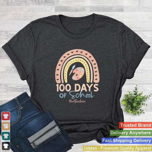 100th Day Of School Art Teacher – 100 Days Art Rainbow Shirt