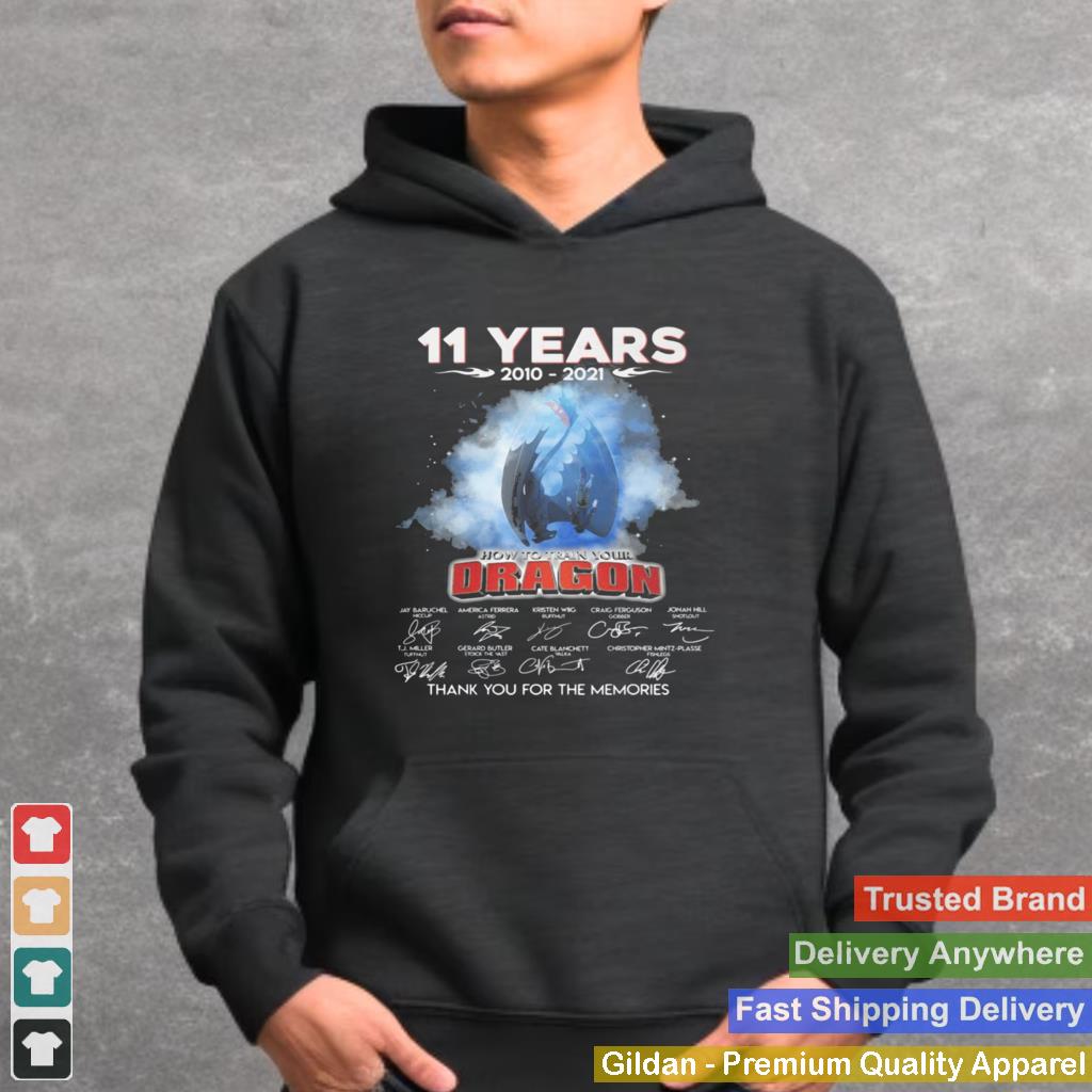 11 years 2010 2021 how ro train your Dragon signatures thank you for the memories shirt