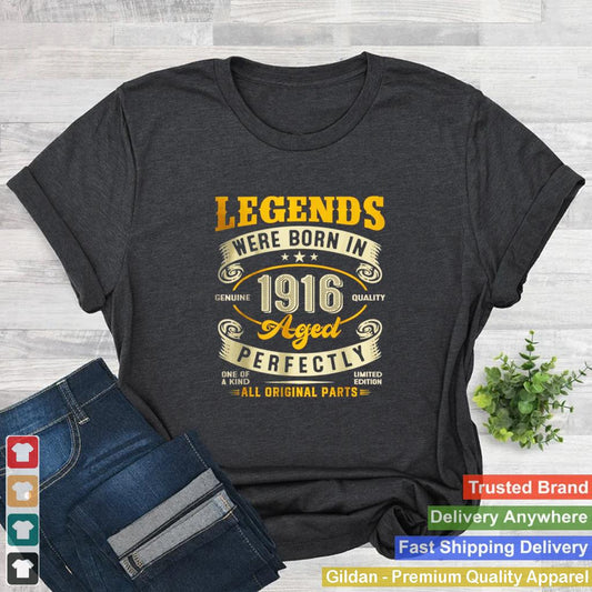 106th Birthday Vintage Legends Born In 1916 106 Years Old T Shirt