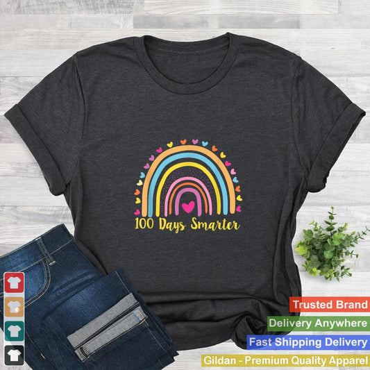 100th Day Of School Teacher 100 Days Smarter Rainbow T Shirt 2