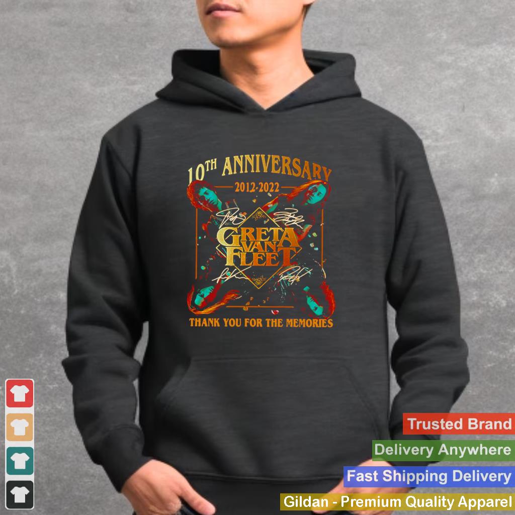 10th Anniversary 2012 2022 Greta Van Fleet Music Band Thank You For The Memories Shirt