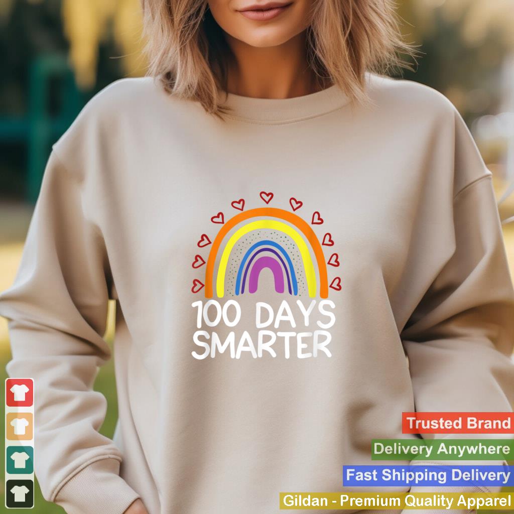 100th Day Of School Teacher 100 Days Smarter Rainbow T Shirt