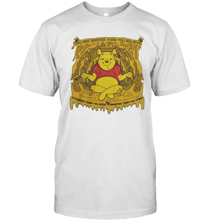 Winnie Braver Than You Seem Pooh Meditation Honeycomb Bee Shirt