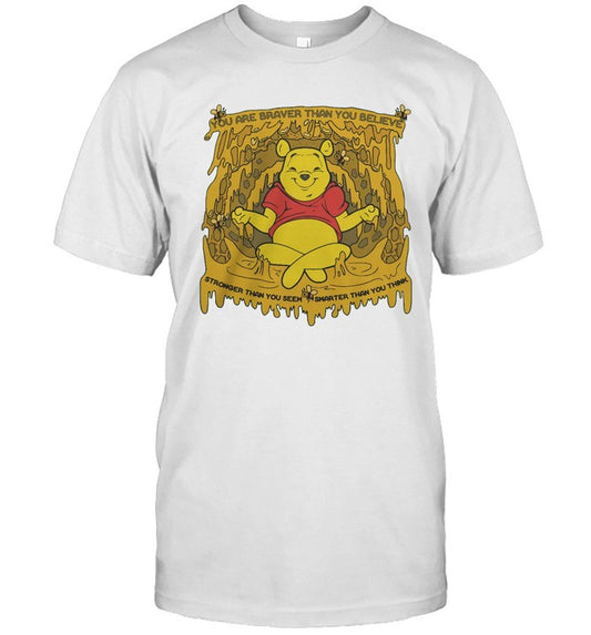 Winnie Braver Than You Seem Pooh Meditation Honeycomb Bee Shirt