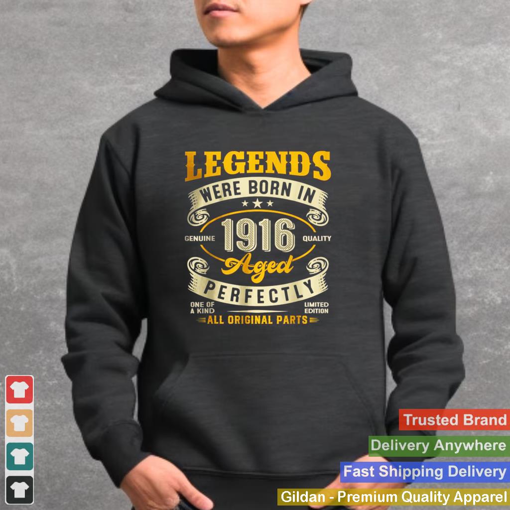 106th Birthday Vintage Legends Born In 1916 106 Years Old T Shirt