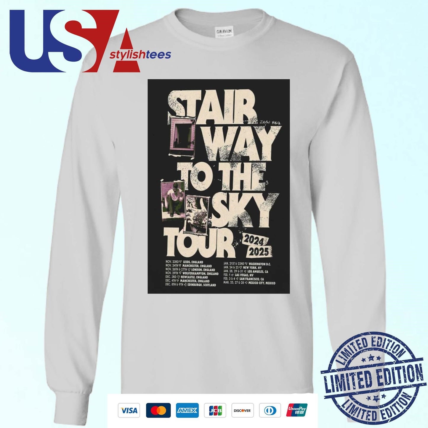 Zayn Malik Stair Way To The Sky Tour 2024-2025 Shirt