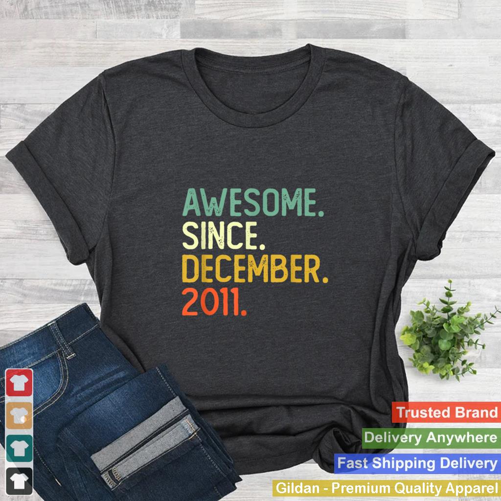 10th Birthday Gifts 10 Years Old Awesome Since December 2011 T Shirt