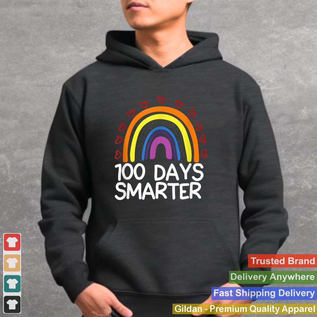 100th Day Of School Teacher 100 Days Smarter Rainbow T Shirt