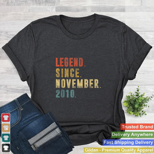 11 Year Old Gifts Legend Since November 2010 11th Birthday T Shirt