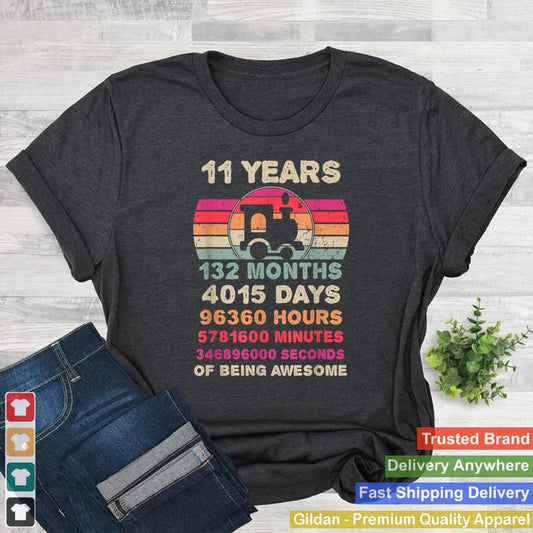 11 Year Old Train Birthday Eleventh 11th Birthday Boy Girl T Shirt