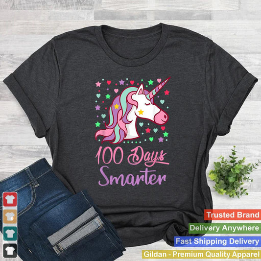 100-Days-Smarter-Women-Girls-Unicorn-100th-Day-Of-School-T-Shirt