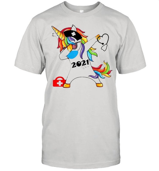 Unicorn dabbing nurse 2021 Stethoscope shirt_1