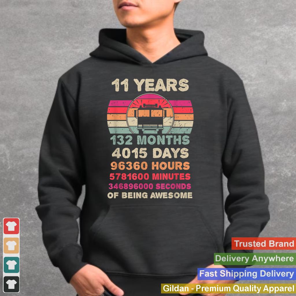 11 Year Old Fire Truck Birthday 11th Birthday Boy Girl T Shirt