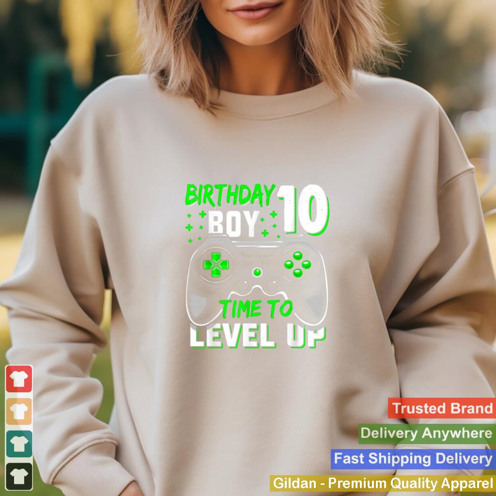 10th Birthday Boy Ten Yrs Old Level 10 Unlocked Video Gamer shirt