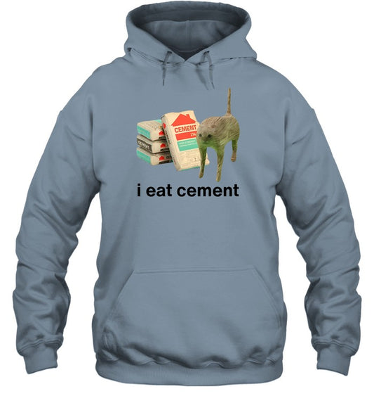 Top I Eat Cement Cursed Cat Hoodie