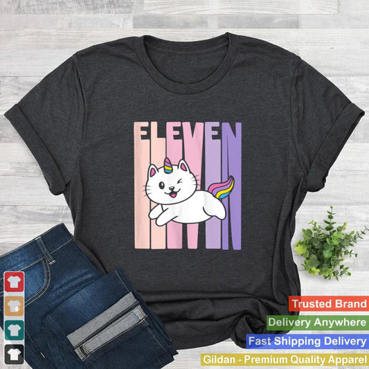 11 Year Old Cute Caticorn Cat Unicorn Birthday Girl Bday Shirt