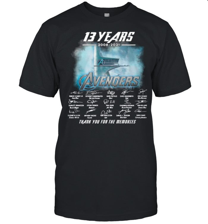 13 Years 2008 2021 Of The Avengers Signatures Thanks For The Memories shirt_1