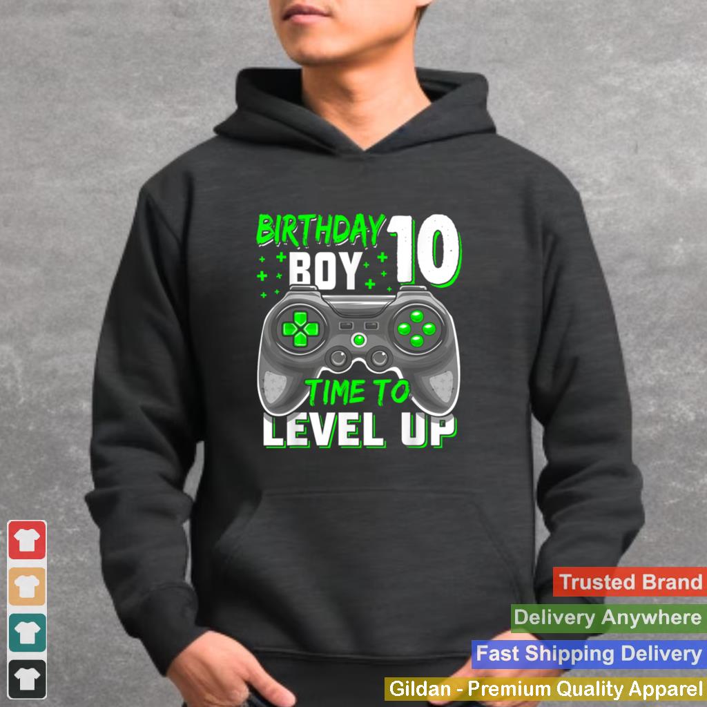 10th Birthday Boy Ten Yrs Old Level 10 Unlocked Video Gamer shirt