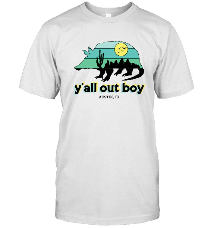 Y'All Out Boy Armadillo Blue Gold Shirt