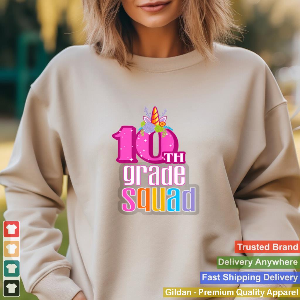 10th Grade Squad Magical Unicorn Horn Floral Tenth Grader shirt