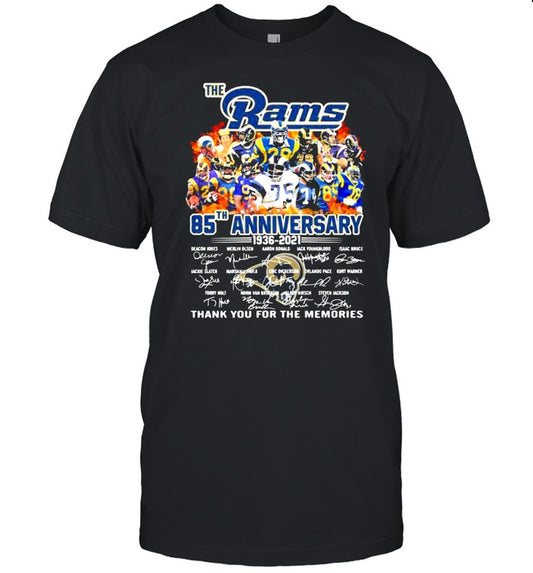 The Rams 85th Anniversary 1936 2021 Thank You For The Memories Signature shirt