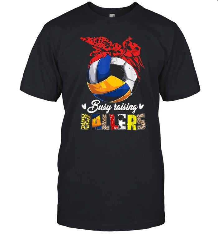 Volleyball Mom Busy Raising Ballers tee