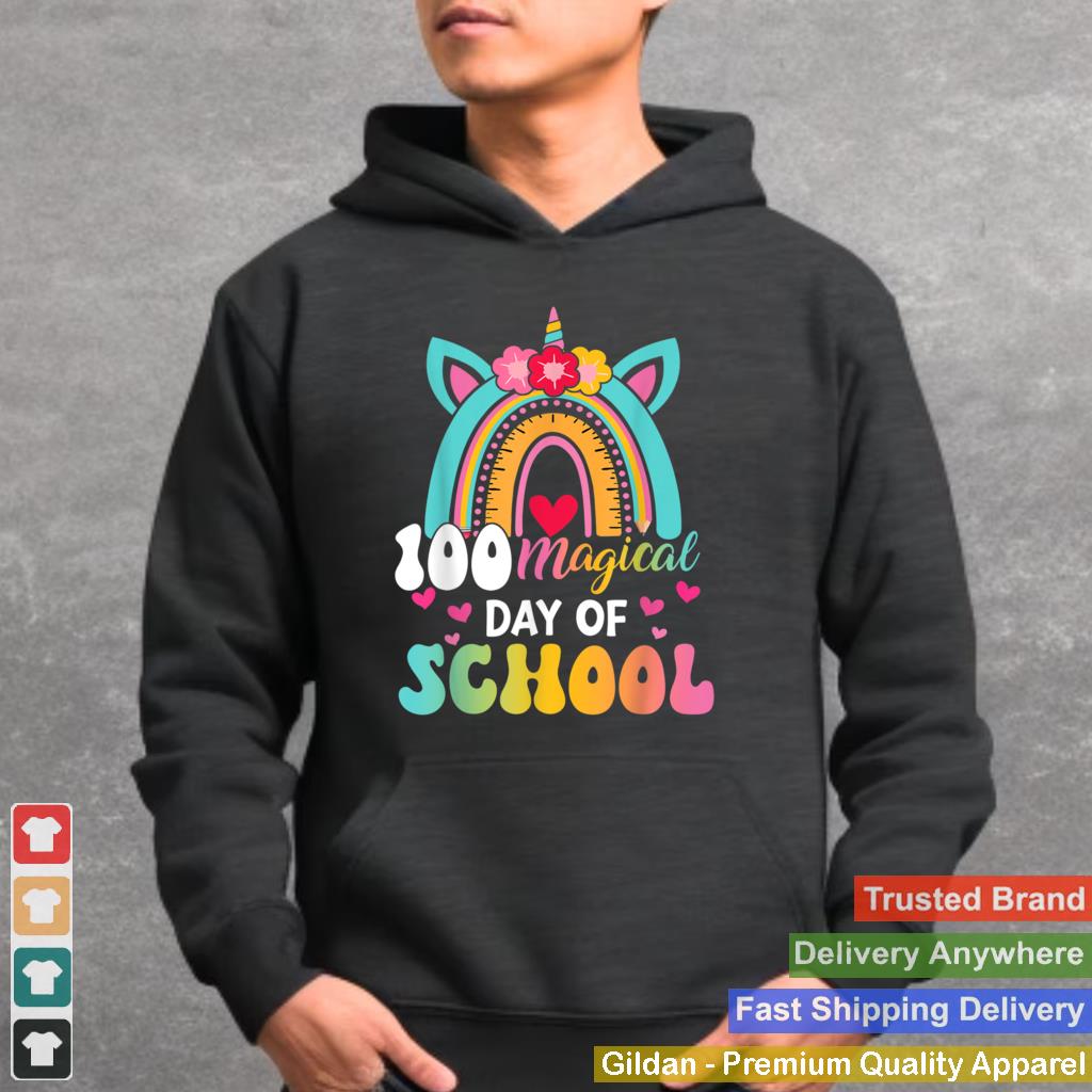 100-Magical-Days-Of-School-Rainbow-Unicorn-Girl-Kid-Teacher-T-Shirt