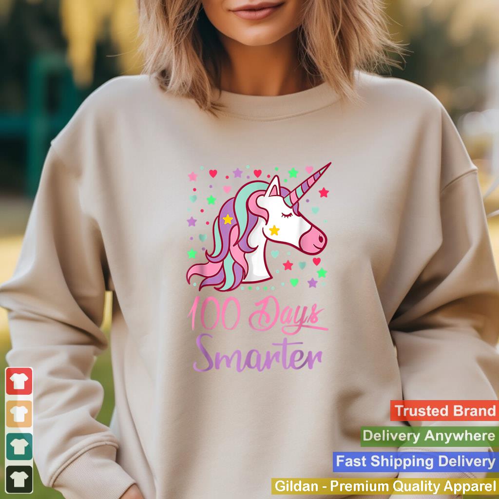 100-Days-Smarter-Women-Girls-Unicorn-100th-Day-Of-School-T-Shirt-1