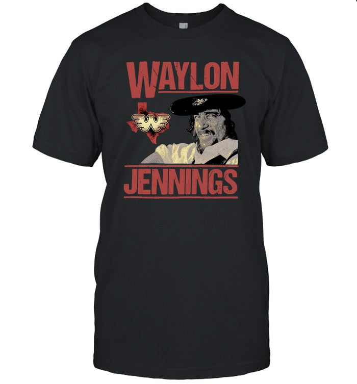 Waylon Jennings Flying W Over Texas Hot T Shirt