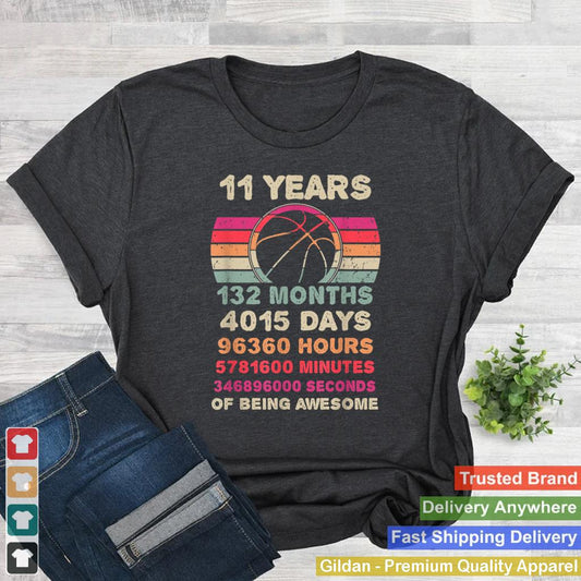 11 Year Old Basketball Birthday 11th Birthday Boy Girl T Shirt