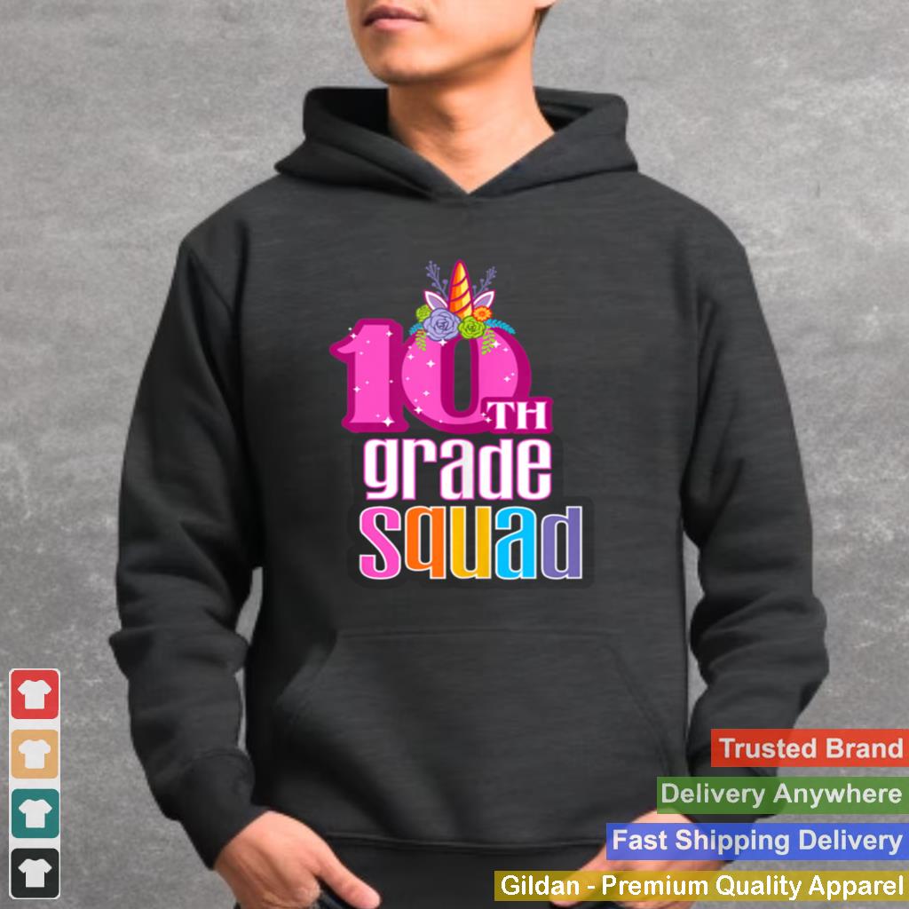 10th Grade Squad Magical Unicorn Horn Floral Tenth Grader shirt